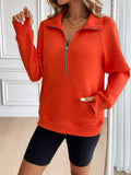 Ivy Lane Half Zip Raglan Sleeve Sweatshirt - Trendsi