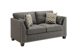 58" Light Gray And Dark Brown Loveseat and Toss Pillows - Homeroots