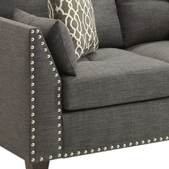 58" Light Gray And Dark Brown Loveseat and Toss Pillows - Homeroots