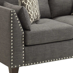 58" Light Gray And Dark Brown Loveseat and Toss Pillows - Homeroots