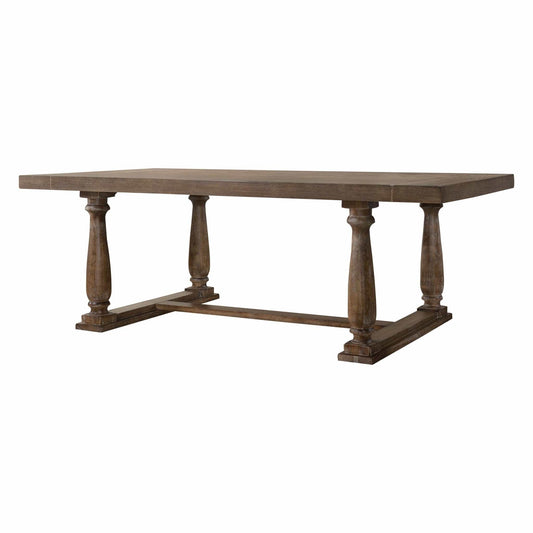 84" Brown Solid Wood Trestle Base Dining Table - Homeroots