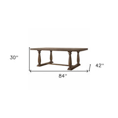 84" Brown Solid Wood Trestle Base Dining Table - Homeroots