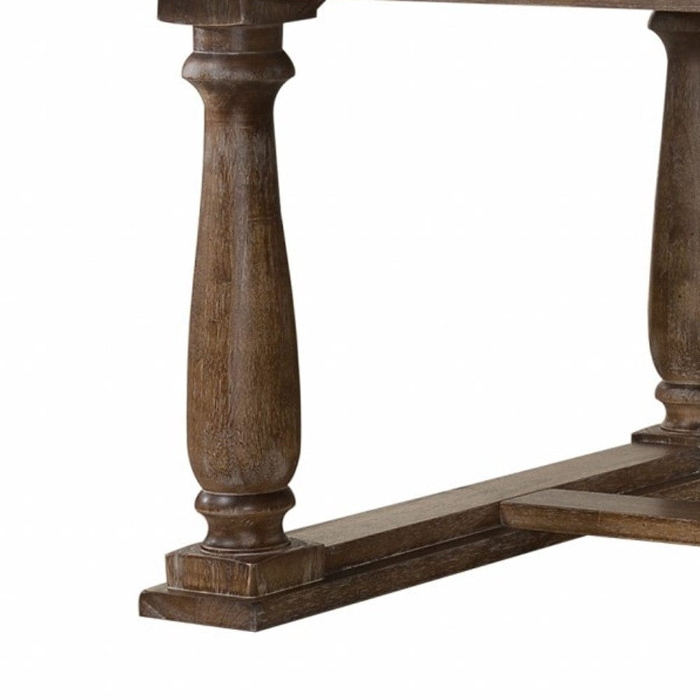 84" Brown Solid Wood Trestle Base Dining Table - Homeroots