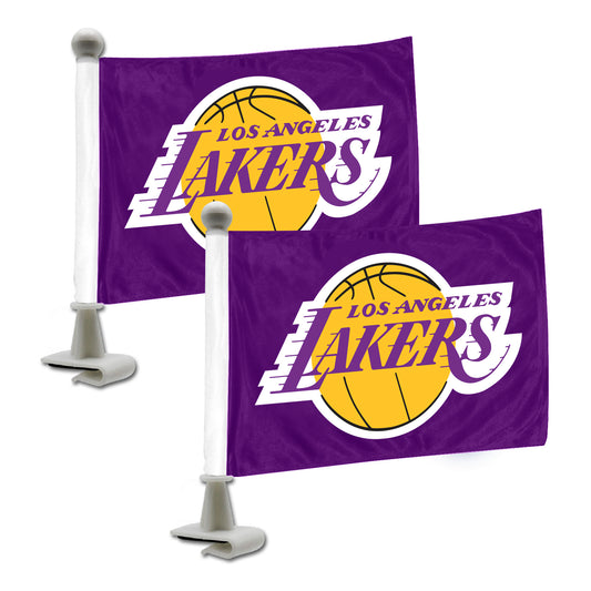 Los Angeles Lakers Ambassador Car Flags - 2 Pack Mini Auto Flags, 4in X 6in