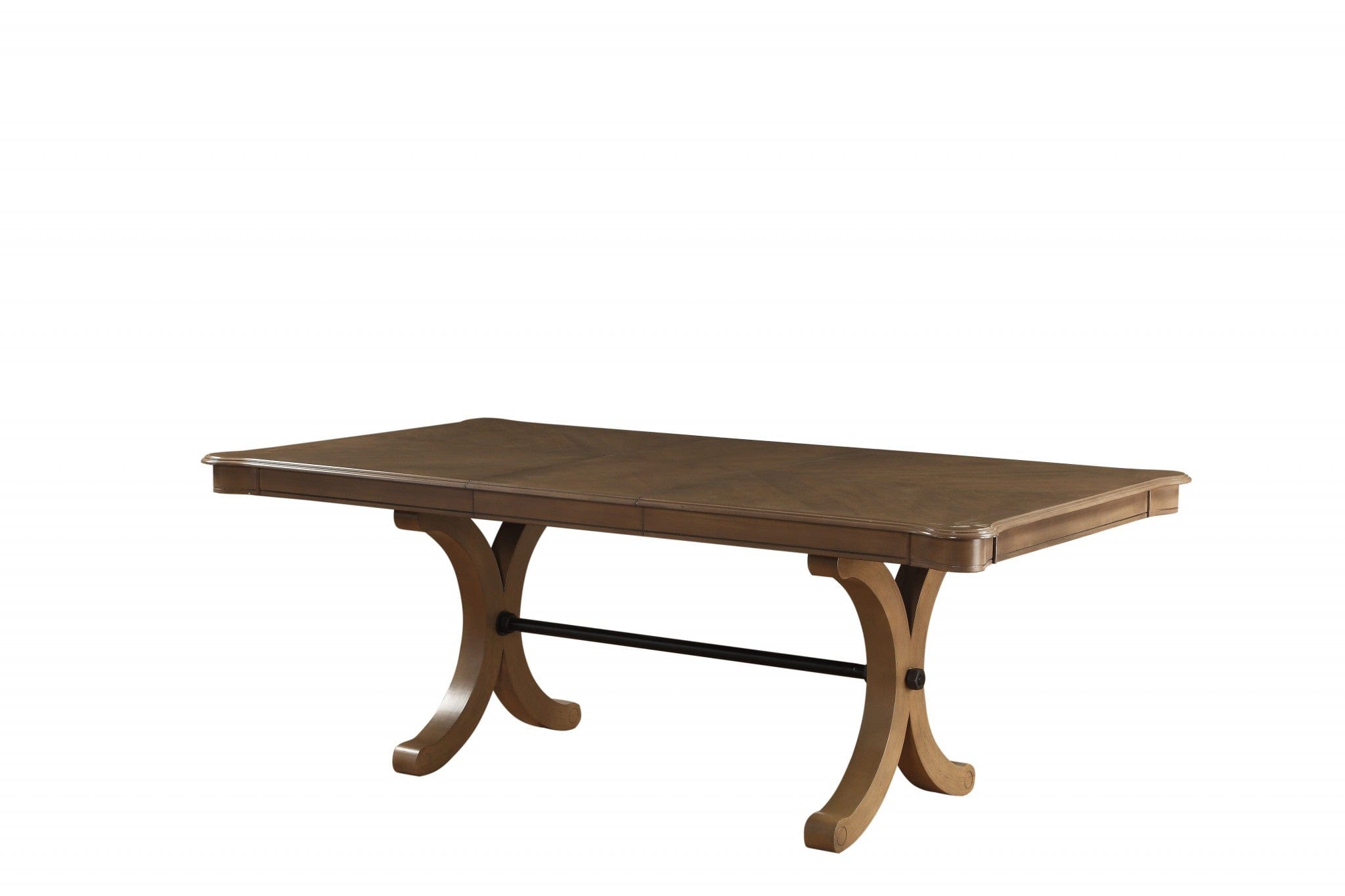 64" Brown Solid Wood Removable Leaf Trestle Base Dining Table - Homeroots