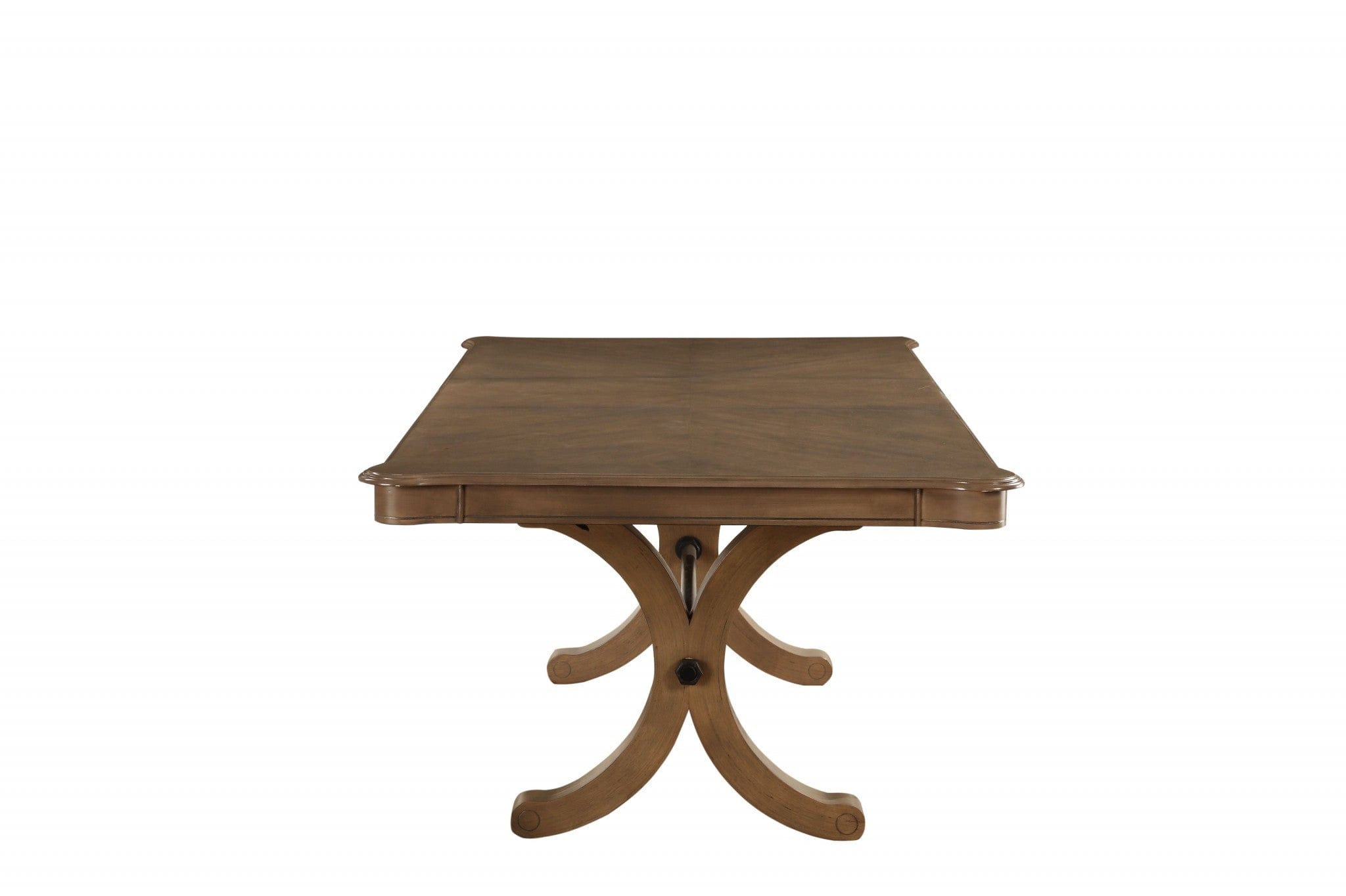 64" Brown Solid Wood Removable Leaf Trestle Base Dining Table - Homeroots