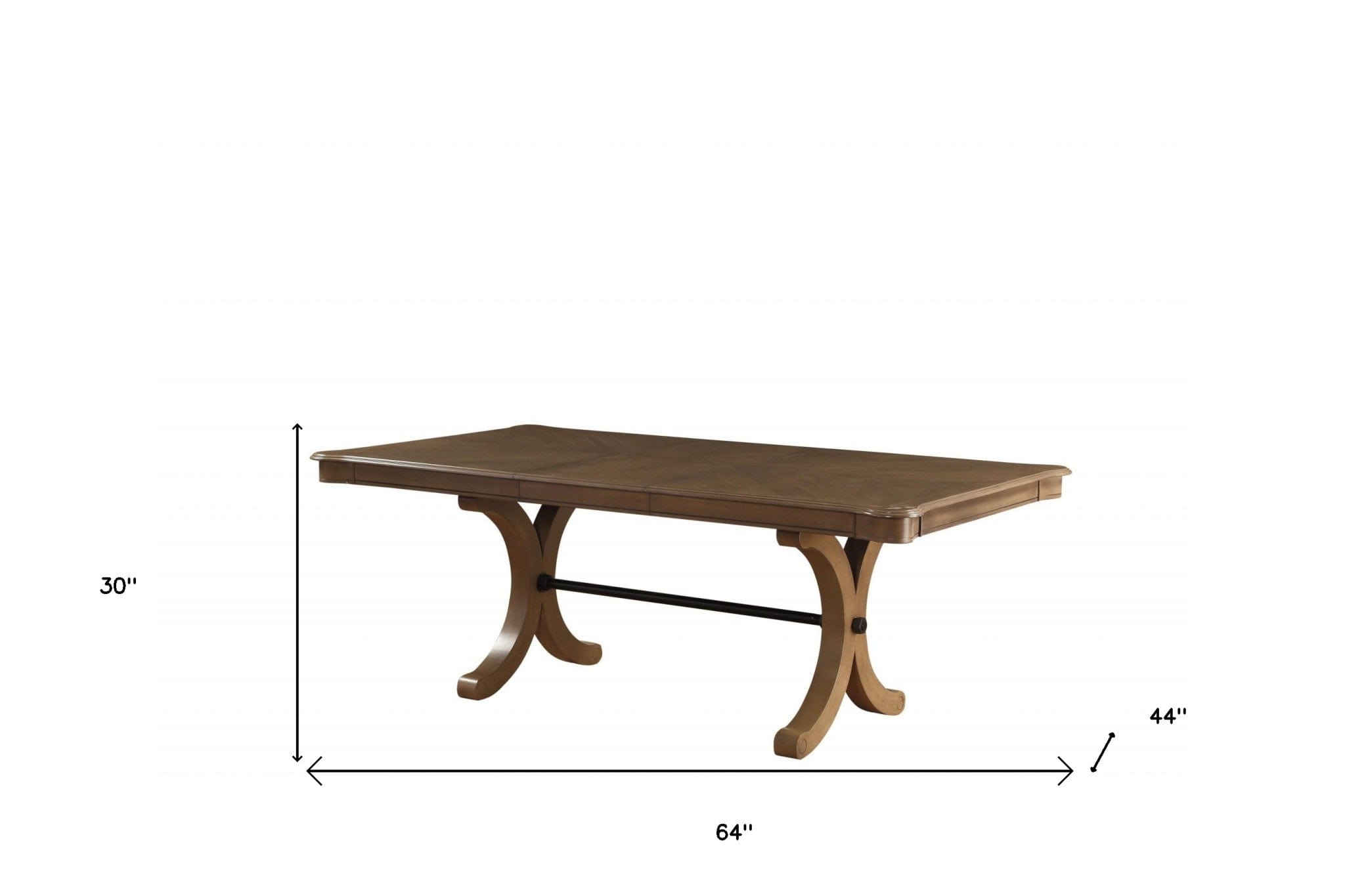 64" Brown Solid Wood Removable Leaf Trestle Base Dining Table - Homeroots