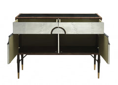 52" Brown Leather Console Table