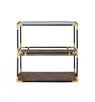 33" Black and Gold And Clear Glass End Table With Two Shelves With Magazine Holder