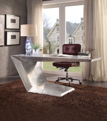 71" Silver Aluminum Writing Desk