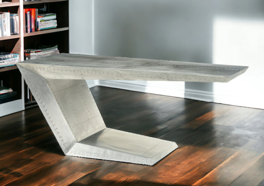 71" Silver Aluminum Writing Desk