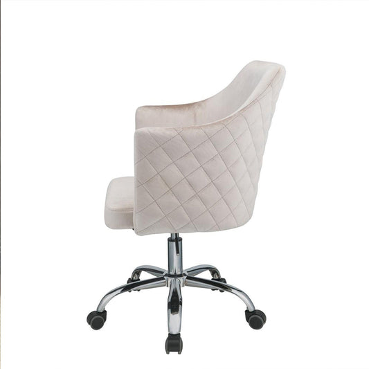 Champagne Fabric Seat Swivel Adjustable Task Chair Fabric Back Steel Frame - Homeroots