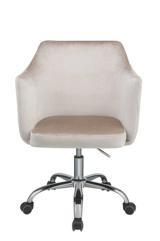 Champagne Fabric Seat Swivel Adjustable Task Chair Fabric Back Steel Frame - Homeroots