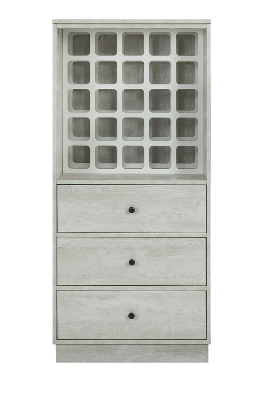 24" Off White Bar Cabinet With Three Drawers