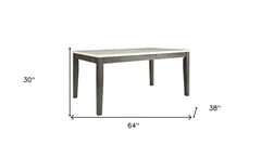 64" White And Gray Marble And Solid Wood Dining Table - Homeroots