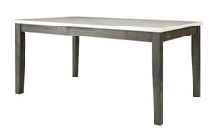 64" White And Gray Marble And Solid Wood Dining Table - Homeroots