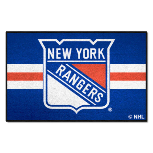 New York Rangers Starter Mat Accent Rug - 19in. x 30in. Uniform Alternate Design