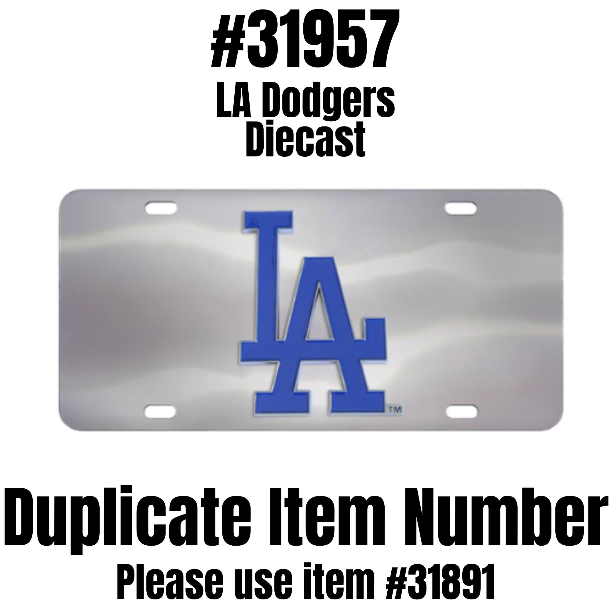 Los Angeles Dodgers 3D Stainless Steel License Plate