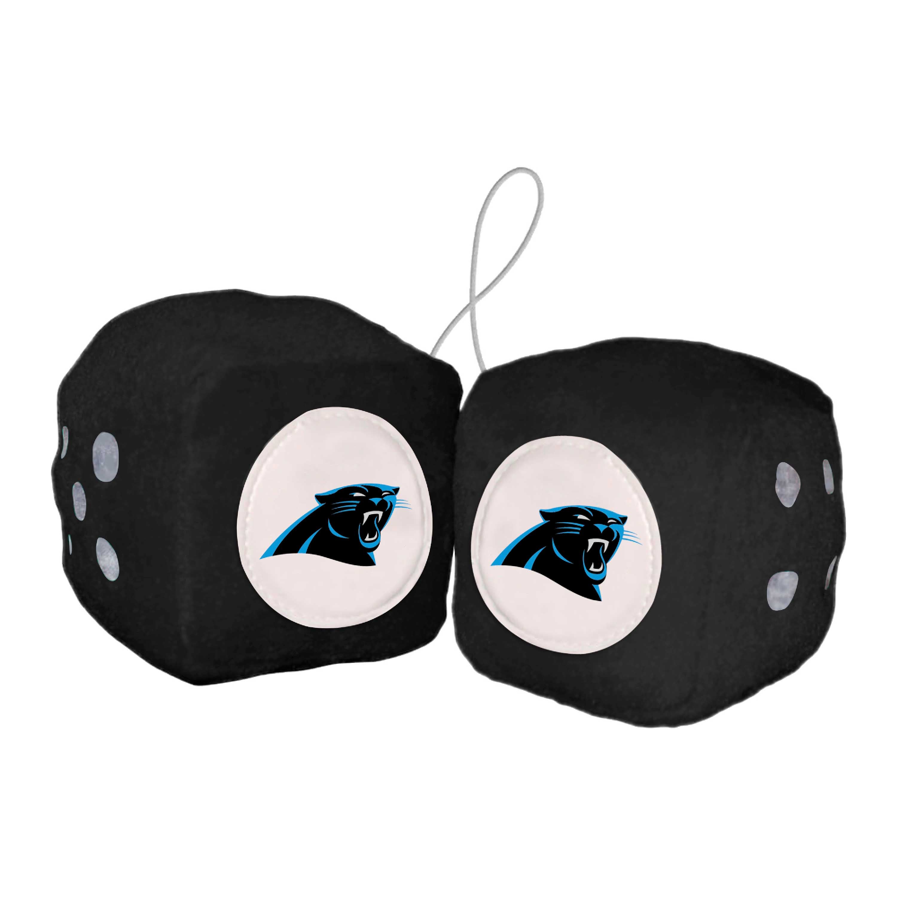 Carolina Panthers Team Color Fuzzy Dice Décor 3" Set - Carolina Panthers