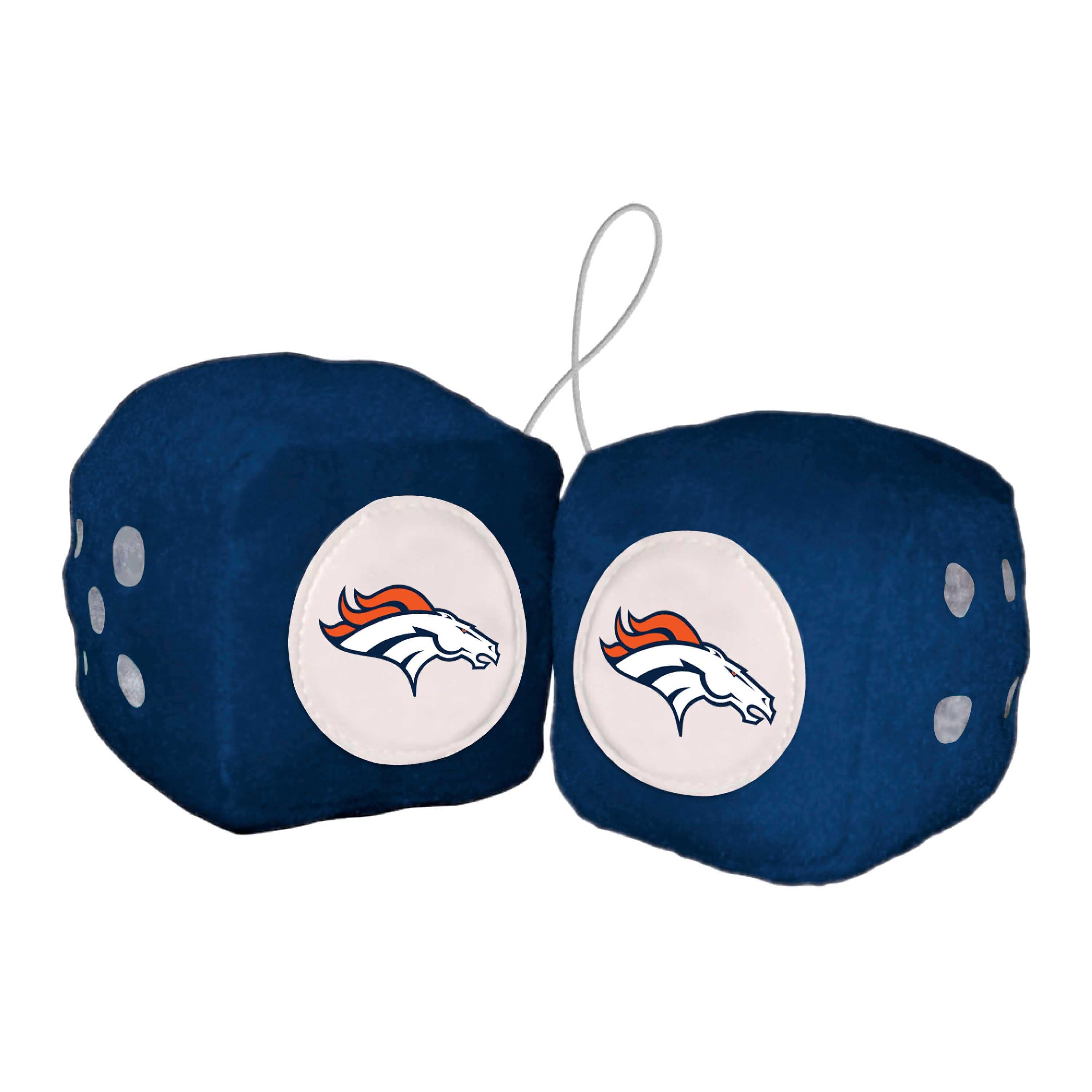 Denver Broncos Team Color Fuzzy Dice Décor 3" Set - Denver Broncos