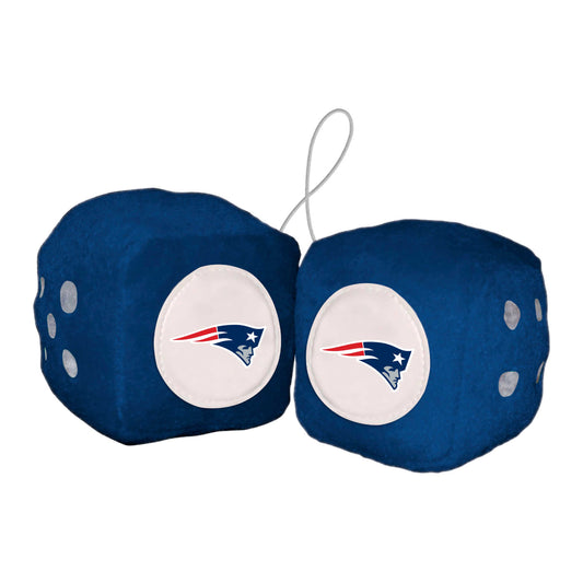 New England Patriots Team Color Fuzzy Dice Décor 3" Set - New England Patriots