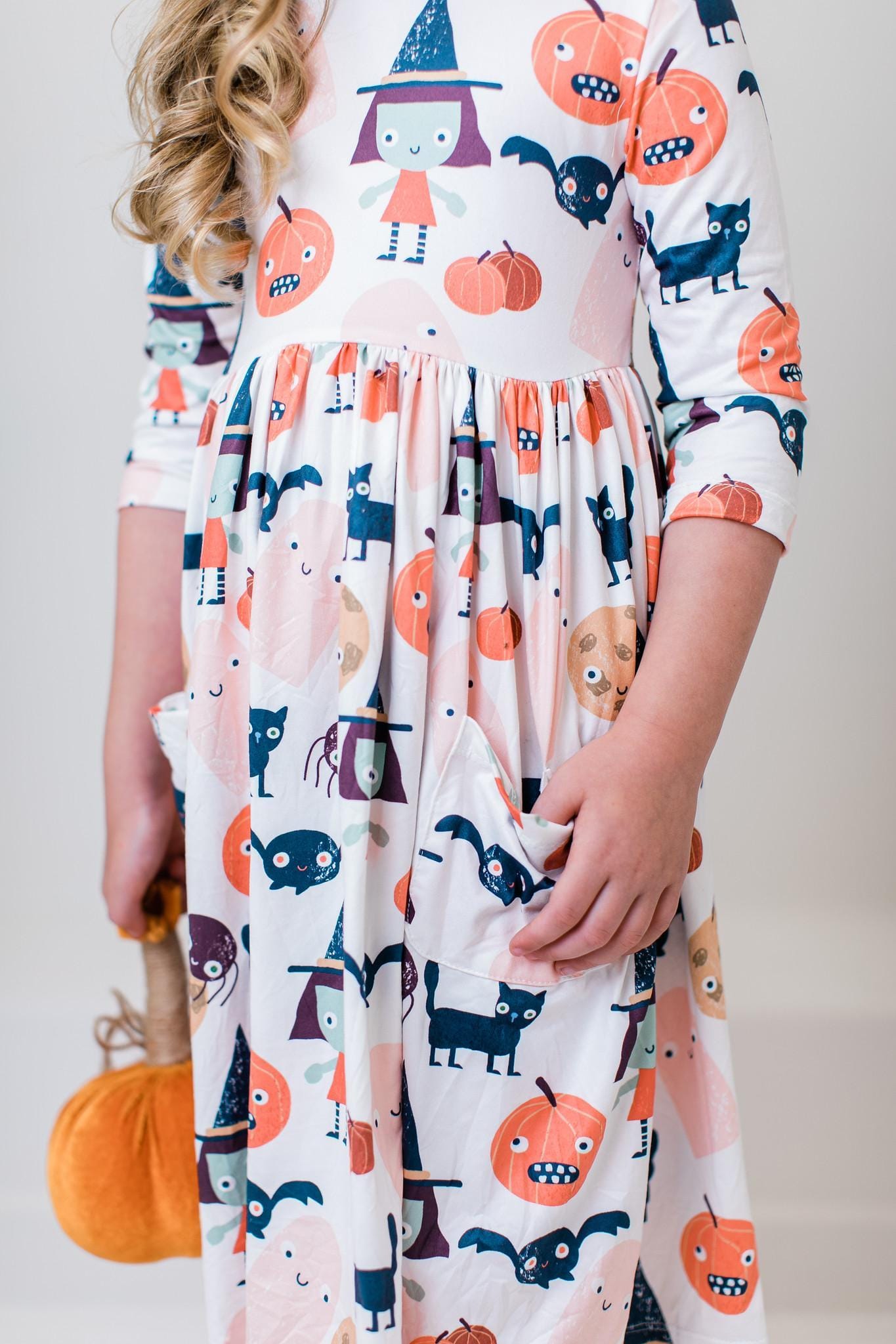 Boo Crew 3/4 Sleeve Pocket Twirl Dress - Mila & Rose ®