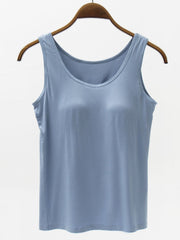 Full Size Wide Strap Modal Tank with Bra - Trendsi