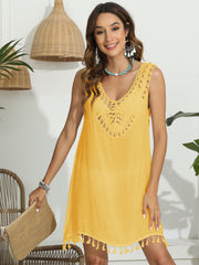 Tassel Scoop Neck Wide Strap Cover-Up Trendsi