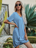 V-Neck Short Sleeve Mini Dress - Flyclothing LLC