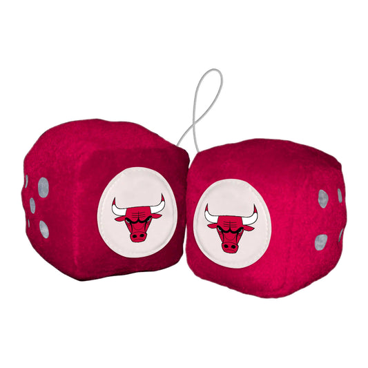 Chicago Bulls Team Color Fuzzy Dice Décor 3" Set - Chicago Bulls