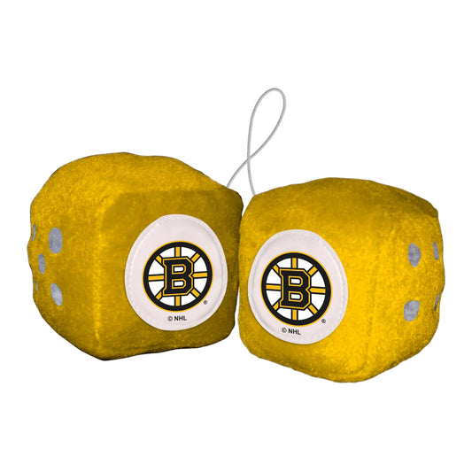 Boston Bruins Team Color Fuzzy Dice Décor 3" Set