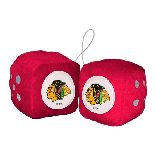 Chicago Blackhawks Team Color Fuzzy Dice Décor 3" Set