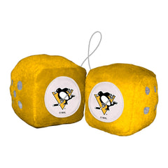 Pittsburgh Penguins Team Color Fuzzy Dice Décor 3" Set - Pittsburgh Penguins