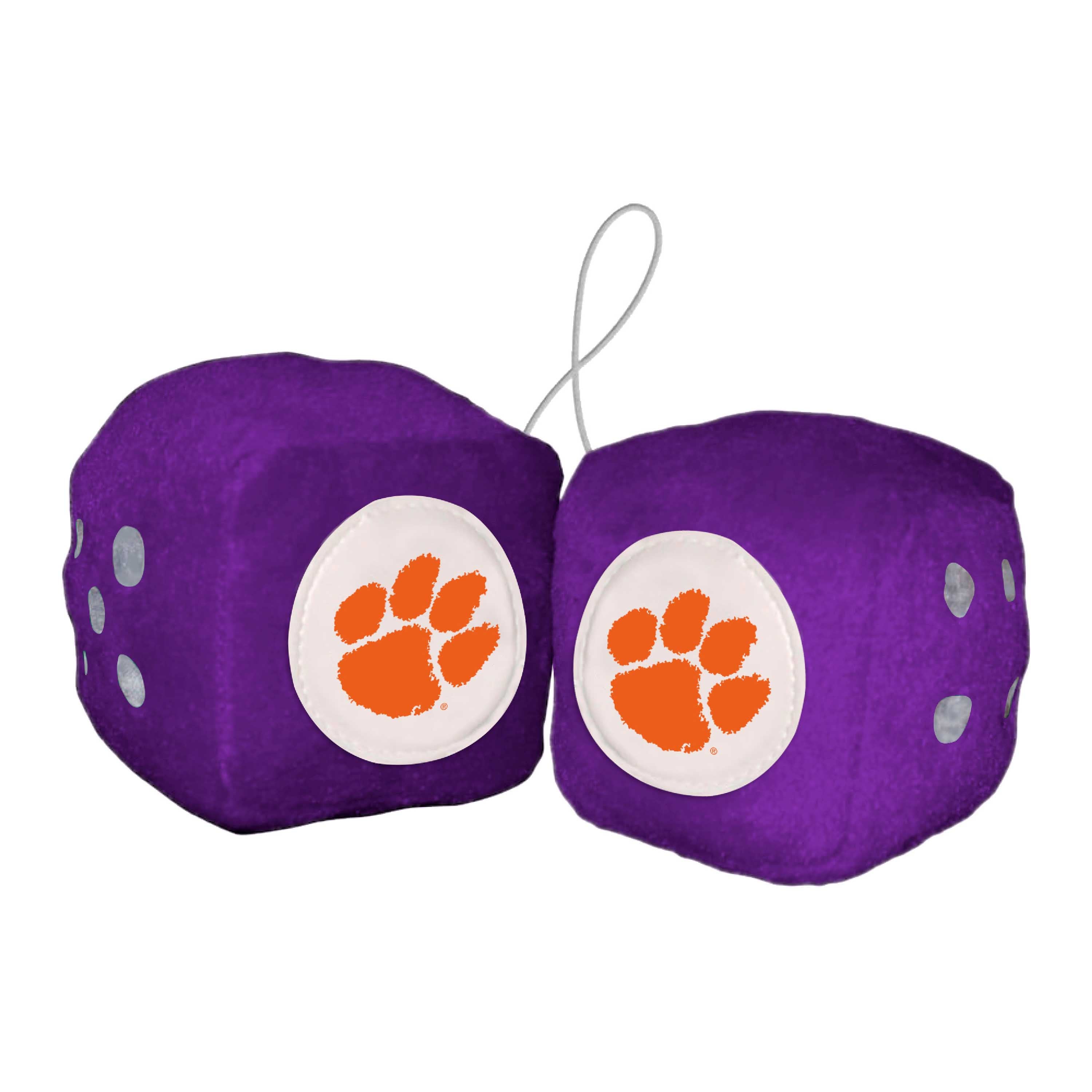 Clemson Tigers Team Color Fuzzy Dice Décor 3" Set