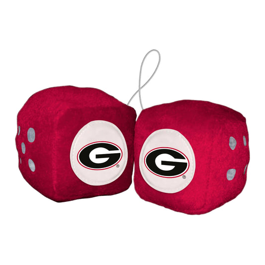 Georgia Bulldogs Team Color Fuzzy Dice Décor 3" Set