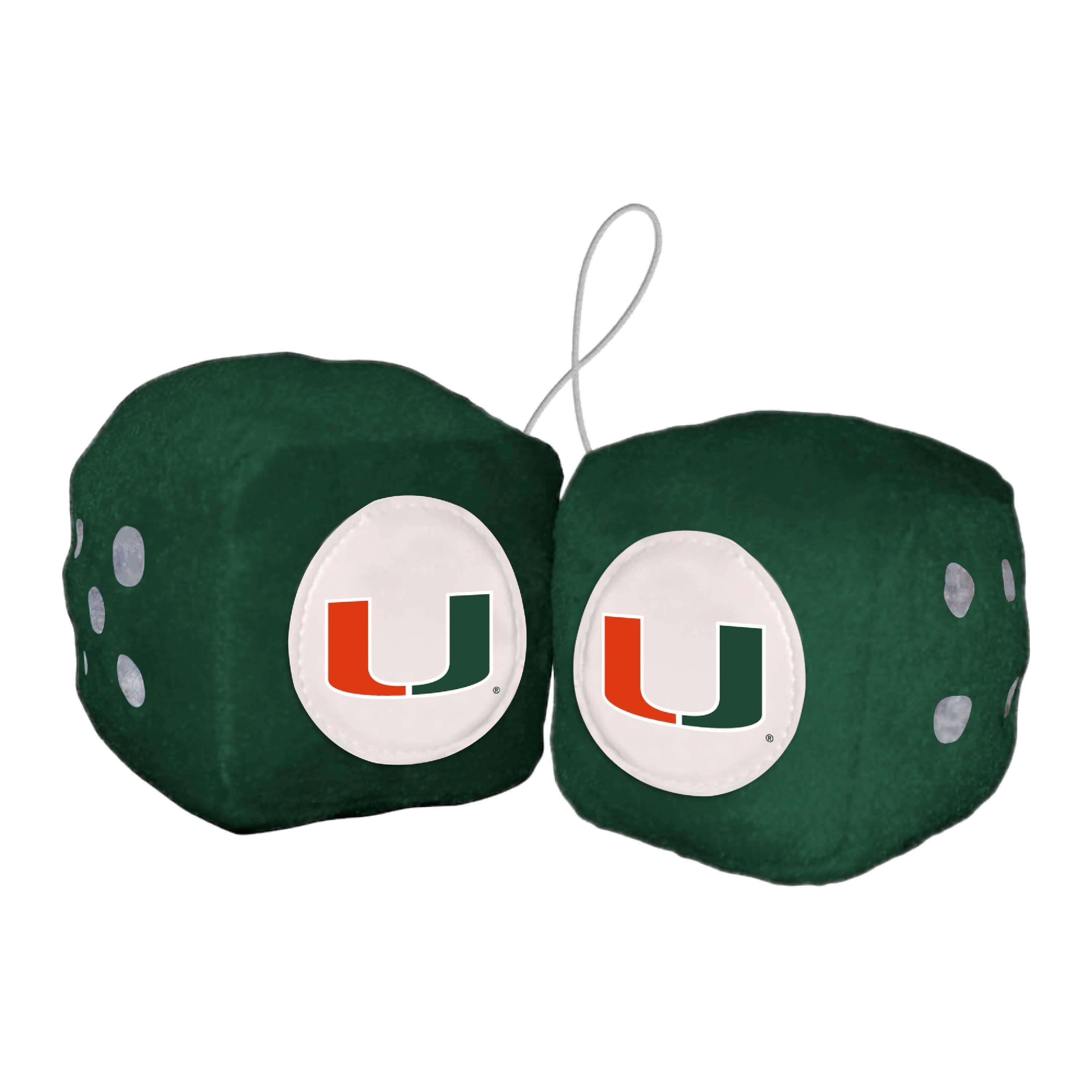 Miami Hurricanes Team Color Fuzzy Dice Décor 3" Set - Miami