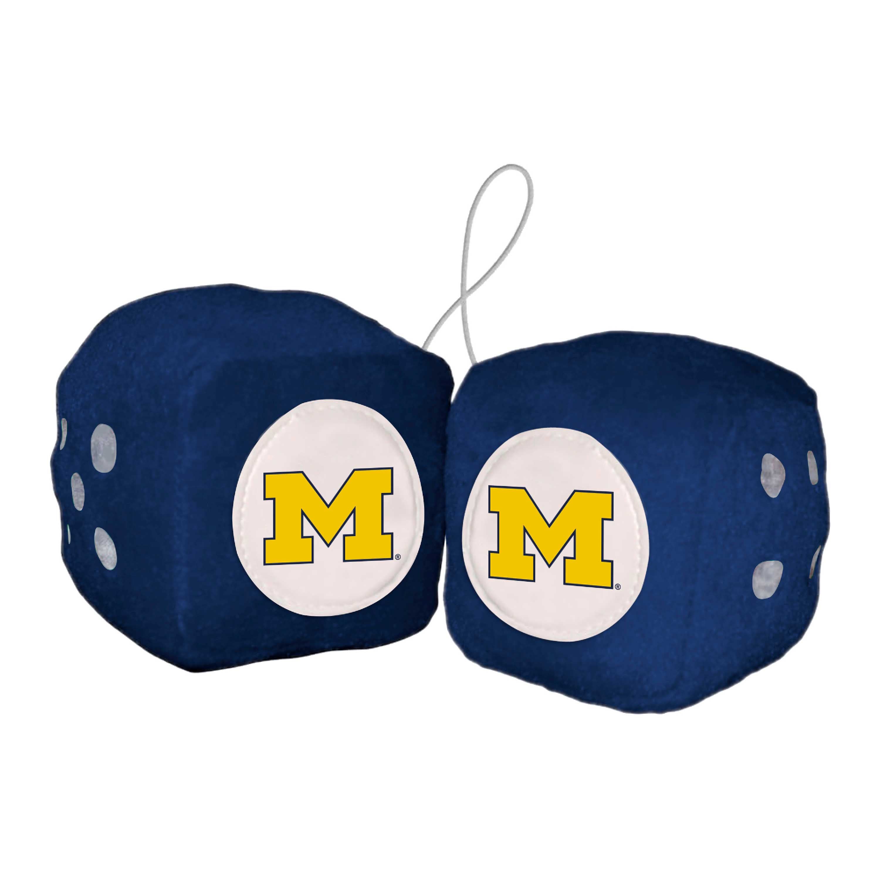 Michigan Wolverines Team Color Fuzzy Dice Décor 3" Set