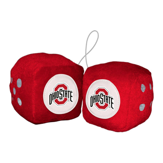 Ohio State Buckeyes Team Color Fuzzy Dice Décor 3" Set