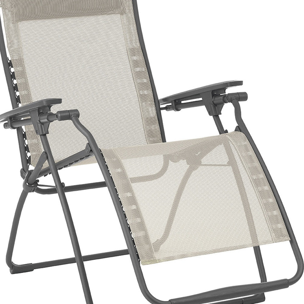 28" Beige and Gray Metal Zero Gravity Chair