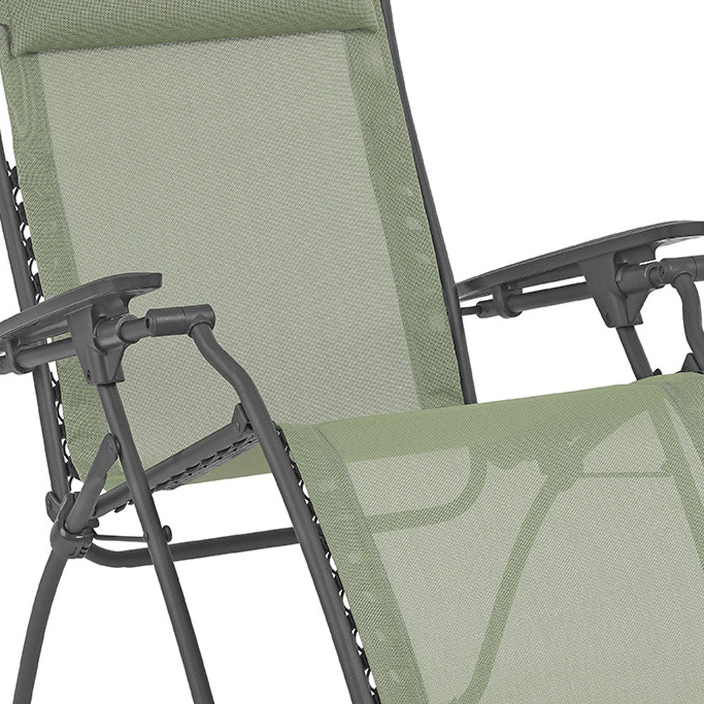 28" Green Steel Outdoor Zero Gravity Chair with Green Cushion