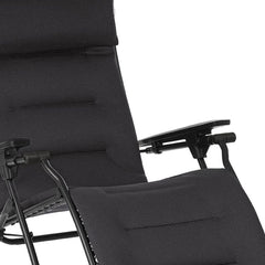 26" Black Steel Outdoor Zero Gravity Chair with Black Cushion