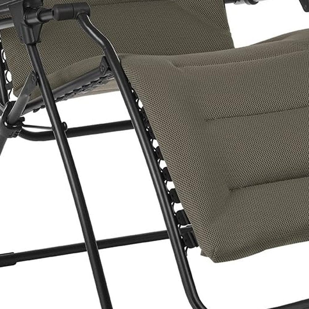 26" Gray Steel Outdoor Zero Gravity Chair with Gray Cushion