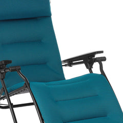 26" Blue Steel Outdoor Zero Gravity Chair with Blue Cushion