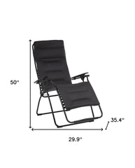 30" Black Steel Outdoor Zero Gravity Chair with Black Cushion - Homeroots