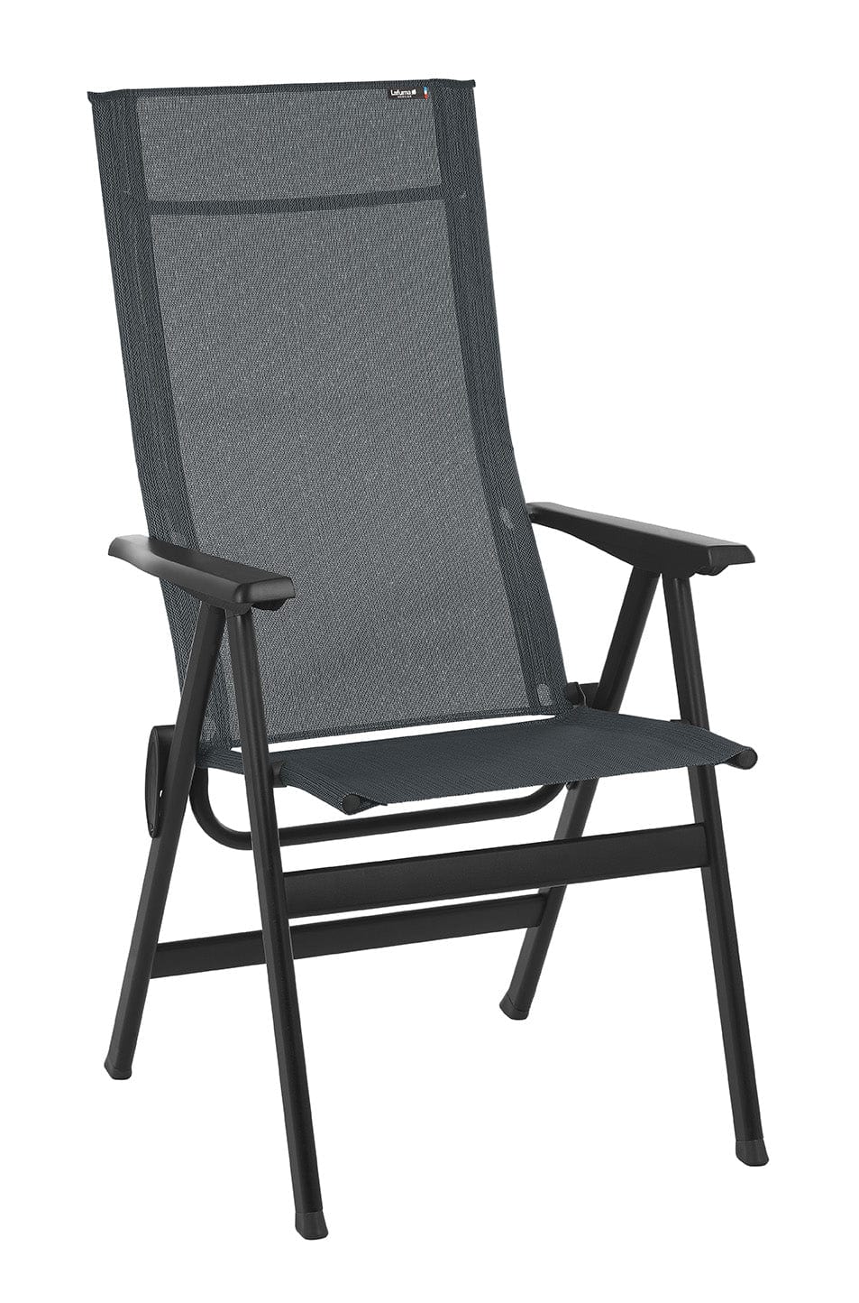 24" Gray and Black Steel Outdoor Arm Chair - Homeroots