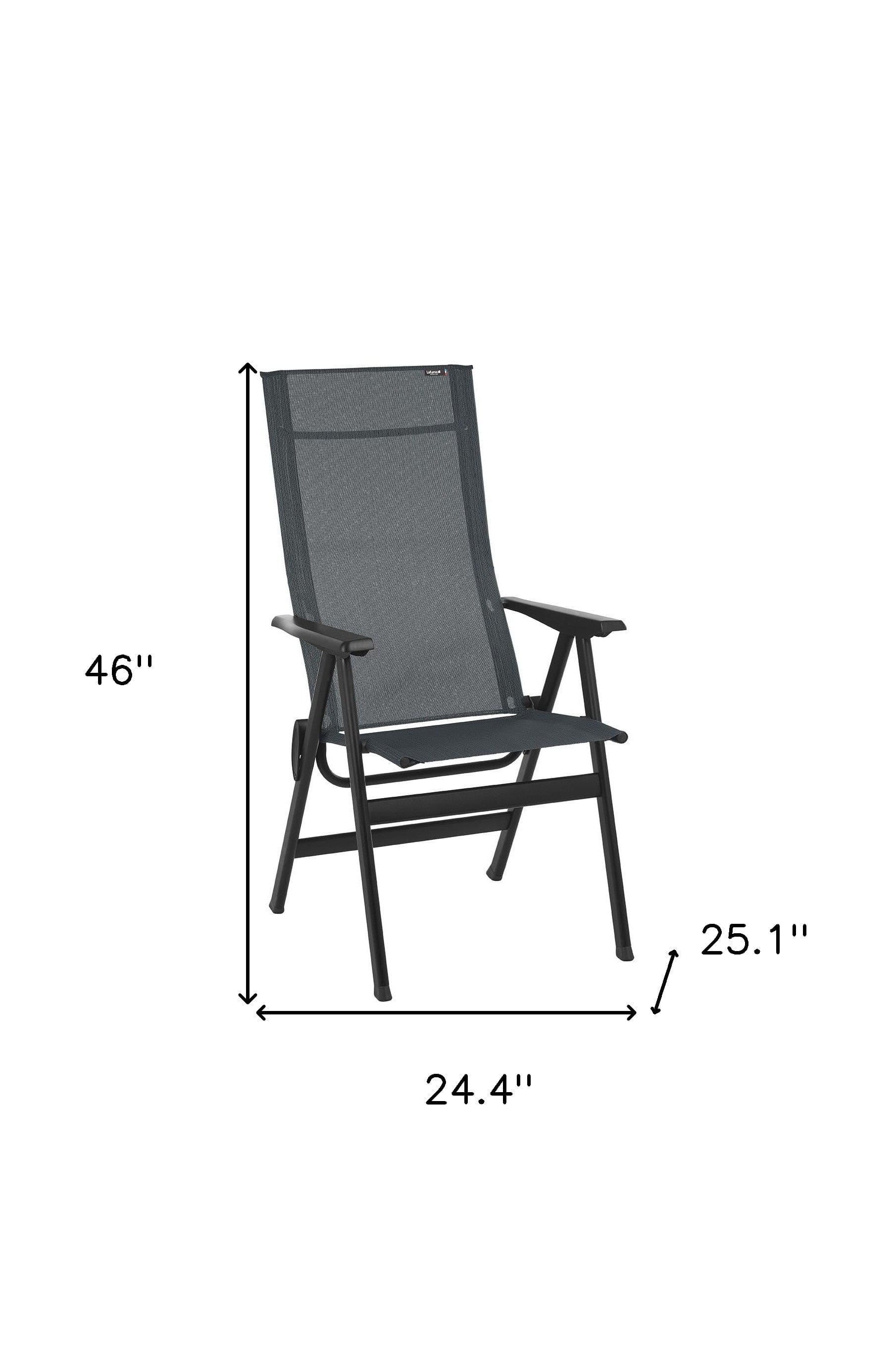 24" Gray and Black Steel Outdoor Arm Chair - Homeroots