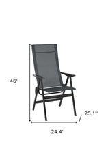 24" Gray and Black Steel Outdoor Arm Chair - Homeroots