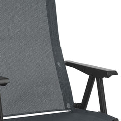 24" Gray and Black Steel Outdoor Arm Chair - Homeroots