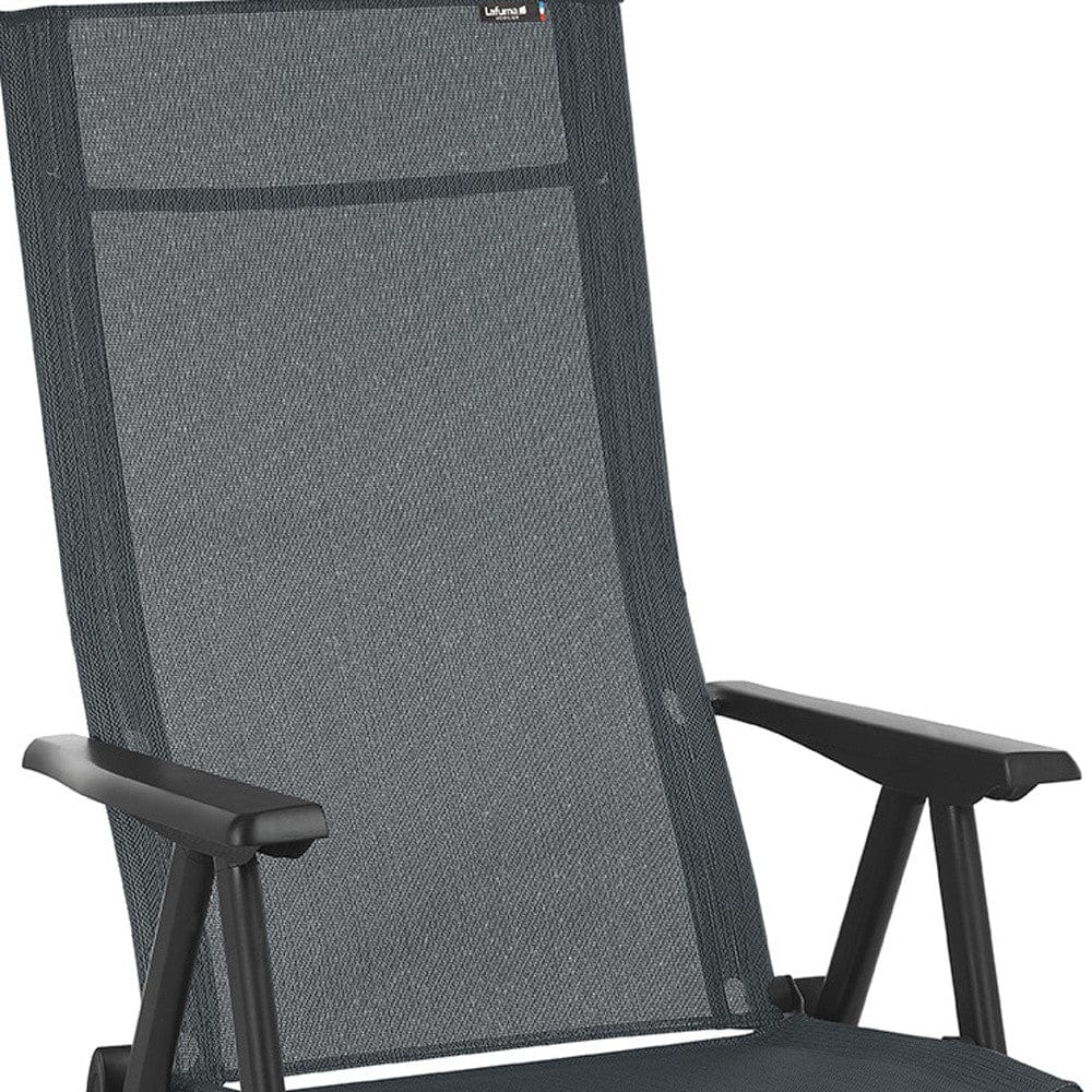 24" Gray and Black Steel Outdoor Arm Chair - Homeroots