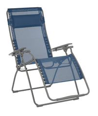 30" Blue and Gray Steel Outdoor Zero Gravity Chair with Blue Cushion - Homeroots